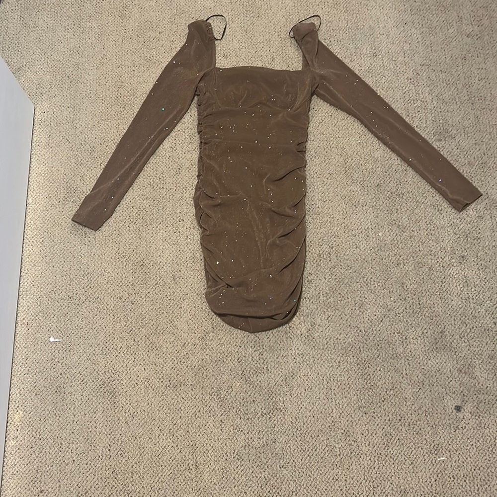 A Princess Polly brown sparkly/glittery mini dress
